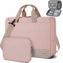 NEWHEY Laptop Briefcase 14-17.3 Inches For Men And Women, Laptop Portfolio For Women, Waterproof Oxford Fabric, Compatible With 14-15.6 And 17-17.3" Air/Pro/, Grey And Pink - Multicolor - View 11