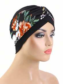Fashionable Printed Headscarf Hat, Criss-Cross Turban Headwrap, Hair Care Chemo Cap