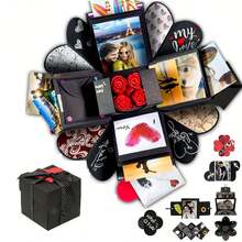 Explosion Trap Surprise Photo Album Gift Box, DIY Heart-Shaped Scrapbook Photo Box, Suitable For Birthday, Anniversary, Wedding, Valentine's Day Surprise Gift (Black) - Multicolor - View 2
