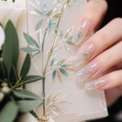 New Vintage Explosion Color Bamboo 3D Nail Art Stickers