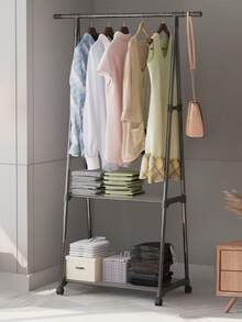 1pc Multi-Functional Rolling Coat Rack, Floor Standing Clothes Wardrobe Rack With Wheels, Stylish, Easy To Assemble And Move, Suitable For Living Room, Bedroom, Entryway, Office, Home, Gift For Holidays, Valentine's Day, Children - Multicolor - View 11