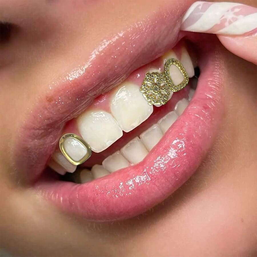 1 Set Hollow Snowflake Zirconia Smooth Hollow Single Tooth Jewelry Tooth Accessories, Unisex Daily Wear Accessories