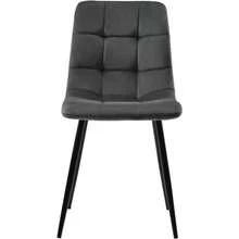 Set Of 4 Dining Chairs, Dark Grey, With Backrest, Velvet Seat And Metal Frame. - Grey - View 12