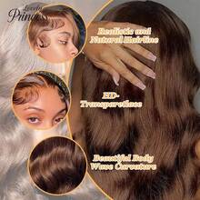 NATAN 俏皮长波浪假发 - 采用粘性纤维制成，耐热，带帽网，优雅中分瀑布式波浪发型，女士款 - 圣诞特惠