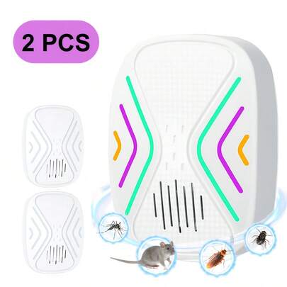 Dual-Frequency Ultrasonic Pest Repeller - A Humane Pest Control Solution, Effective For Driving Away Mice, Cockroaches, Flies And Mosquitoes, Suitable For Home, Kitchen, Garage Or Warehouse