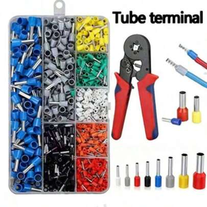 AWG 22-10 线端子套件，绝缘环形连接器组合，适用于工业用途，8 种 AWG 22-7 连接器，针式端子组合，铜压接连接器绝缘线端端子