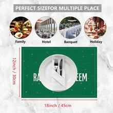 1pc/4pcs/6pcs Arabic Calligraphy & Plaid Pattern Linen Placemats, Ramadan Blessings, Ramadan Gifts, Ramadan Decor, Islamic Holiday Decoration, Suitable For Dining Table, All Seasons, Washable, Home Decor, Table Mats, Coasters, Kitchen Dining Mats, Indoor Outdoor Party Decoration, Ideal Gift - Multicolor - View 10