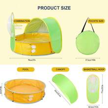 Piscina portátil al aire  carpa de playa para niños, perfecta para el verano, protegida contra los rayos UV, lo que permite que su hijo juegue libremente. - Amarillo - Ver 7
