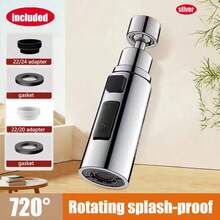 1 cái nối dài vòi bếp, đầu vòi chậu rửa xoay 360°, khớp nối đa năng bằng đồng thau, 3 chế độ áp lực cao, phù hợp với hầu hết các loại vòi. - Bạc - Xem 9