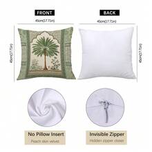 4 件套复古热带椰子树大象图案抱枕套，单面印花天鹅绒材质，45*45 厘米/18*18 英寸，适用于现代布艺沙发室内装饰、派对装饰、礼品 - 彩色 - 查看 2