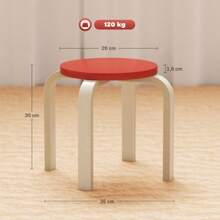 4 Stackable Stools With Felt Glides, Birch Plywood, Lacquered, Multicoloured - Apricot - View 3