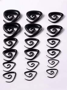Acrylic Black Ear Spiral Expander Ear Plugs Triangle Spiral Ear Piercing Stretcher Body Jewelry 1.6mm-10mm - Black - View 4