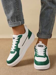 Unisex Casual Sports Sneakers, Non-Slip Student Skateboard Shoes, Versatile Fashion Sneakers For All Seasons, Size 36-45 - Green - View 4