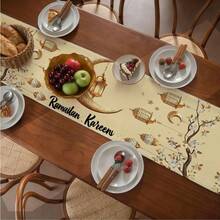 1/4/6 Pcs Ramadan Placemats, Linen Dining Table Mats With Traditional Lantern Pattern, Washable Printed Tablecloths, Surface Protective Pads, Ideal Decor For Holiday Kitchen And Family Gatherings - Multicolor - View 11