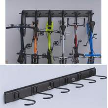 Soporte de Pared para Bicicletas de Alta Resistencia - Almacenamiento para 4 Bicicletas, Organizador de Garaje de Metal Negro con Múltiples Ganchos, Ideal para Bicicletas de Carretera y Montaña - Negro - Ver 6