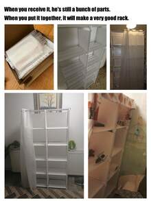 1 件便携式立方体衣柜整理器，多功能，紧凑型，31.5 X 15.7 英寸，独立式衣柜，带窗帘、书架，卧室和客厅家用储物 - 彩色 - 查看 2