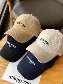New York NY Premium Curved Brim Cap With Adjustable Strap, Men's, Women's, Casual, Unisex Polyester Embroidered Hat - trắng - Xem 3
