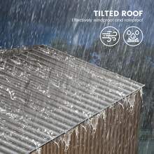 Cobertizo de almacenamiento metálico para exteriores de 3 x 3,6 m, de acero galvanizado, con puertas con cerradura, gran espacio para guardar herramientas y utensilios, ideal para patio, jardín, exterior, color marrón.