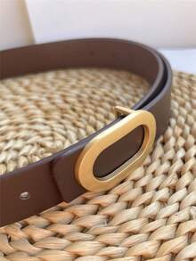 新款光滑休闲腰带，简约百搭，时尚学生风，适合搭配牛仔裤，ins风装饰，纯色PU皮革 - 彩色 - 查看 9