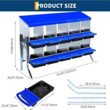 Chicken Nesting Boxes, 6/810-Compartment Metal Chicken Nesting Box  Removable Tray, Ventilation Holes, Easy Egg Collection, Rustproof Galvanized Steel - Blue - View 14