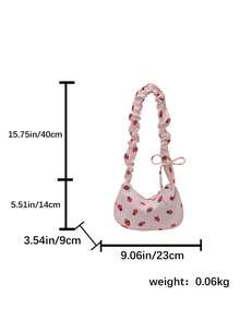 Fashionable Casual Simple Large Capacity Pleated Handbag & Shoulder Bag With Ditsy Ditsy Floral, 2026 New Arrival - Pink - View 9