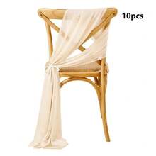 Wedding Chiffon Chair Decor Set, Sheer Voile Drape Suitable For Artificial Eucalyptus Poles, Church Aisle Decoration, Lightweight No-Iron Curtain, Applicable For Bridal Shower / Anniversary / Bachelorette Party / Valentine's Day Events, Bow-Tie Chair Back Decor, Photo Booth Prop, Great Gift - Multicolor - View 15