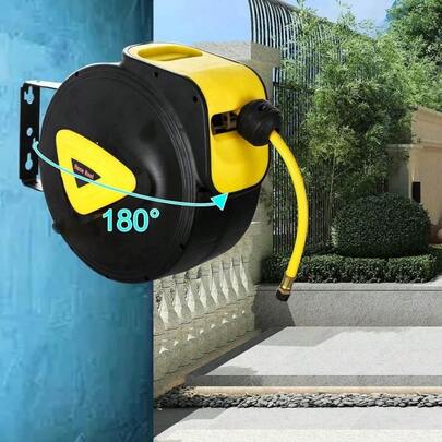 Premium 10m Retractable Air Hose Reel For Compressor Use - With Handle And Lead Hose