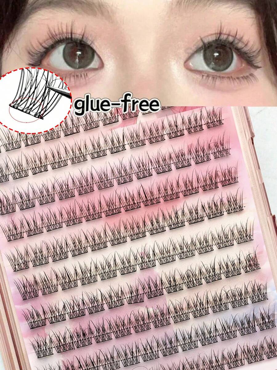 120片免胶自然垂坠三合一恶魔鱼尾分节假睫毛，仿C型卷翘单根假睫毛，大容量，适合初学者 - C - 查看 1