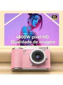 RENEAR 4K Digital Camera With 8X Zoom, Compact CCD, 48MP, 180° Flip Screen, Student Photographic - 黑色 - 查看 7