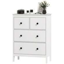 4-Drawer Chest Of Drawers For Clothes And Bedding, Living Room, Bedroom, Hallway, Particleboard, White - White - View 1