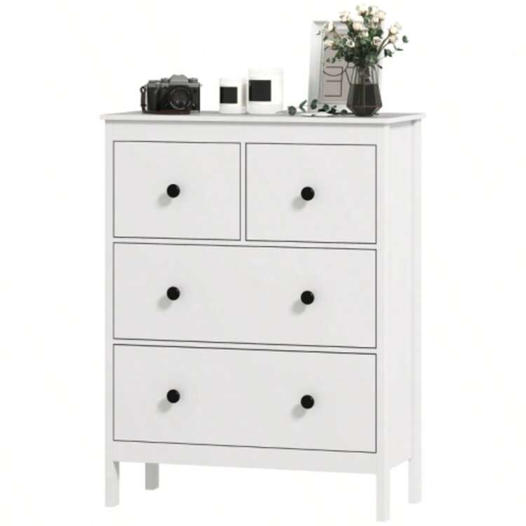 4-Drawer Chest Of Drawers For Clothes And Bedding, Living Room, Bedroom, Hallway, Particleboard, White - 白色 - 查看 1