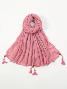 1pc Spring/Summer New Stripe Contrast Tassel Scarf Women's Sunscreen Headscarf Daily Travel Sunshade Air Conditioning Room Shawl And Festival Gifts - Scarf - View 10