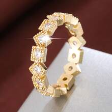 1pc Fashionable Geometric Arrangement Design Cubic Zirconia Women Ring - Multicolor - View 25