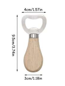 Customized Text/Logo Wooden Handle Bottle Opener, Stainless Steel & Oak Wood Short Handle Beer Bottle Opener