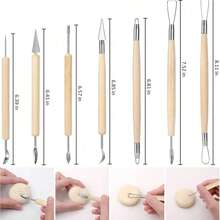 陶土雕塑工具，基础陶土雕刻工具套装，带木柄和工具袋 - 陶泥工具 - 查看 8