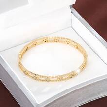 1pc Hollow Plum Blossom Shaped Artificial Zirconia Inlaid Women Fashion Bracelet - Multicolor - View 7