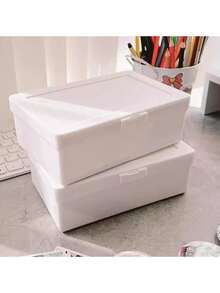 1个INS白色或透明照片卡收纳盒，INS照片卡收藏盒，卡片夹，偶像照片收藏整理盒，返校必备，学生必备，收藏/收纳用品，适用于卧室书桌、宿舍书桌、学习角，照片卡收纳，偶像卡片收藏，卡片整理，返校季必备 - 白色 - 查看 2