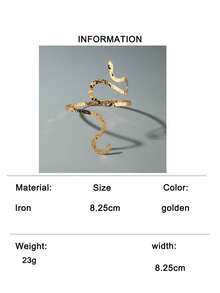 1pc Fashionable Creative Beach Vacation Metal Leaf Arm Cuff, Adjustable Geometric Spiral Starfish Seashell Bracelet, Jewelry Gift Suitable For Middle East Saudi Arabia Party - Gold - View 13