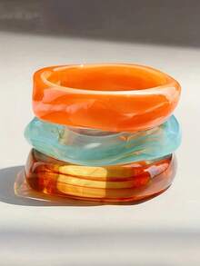 3pcs Exaggerated Asymmetrical Translucent Acrylic Bracelet For Women