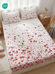 仅含1件床笠，情人节爱心图案床笠，床垫保护套，床罩，床单，舒适家纺，防皱，透气舒适，适用于各种尺寸的床，适合家庭和学生宿舍使用，卧室装饰，床上用品，蓬松床上用品，女士礼物，不含枕头和枕套，可机洗，通过Oeko-Tex认证 - 彩色 - 查看 7