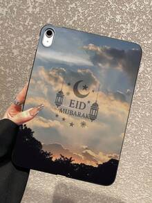 Eid Mubarak Crescent Moon, Star, Islamic Lantern, Geometric Pattern Matte Shockproof IPad Case, Tablet Accessories, Religious Gifts, Compatible With IPad 10th Generation/IPad A16/Kindle/IPad 11th Generation - Black - View 1