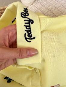 Áo polo mùa hè cho bé trai và bé gái, áo thun tay ngắn kiểu dáng thường ngày dễ thương. - Màu vàng - Xem 4