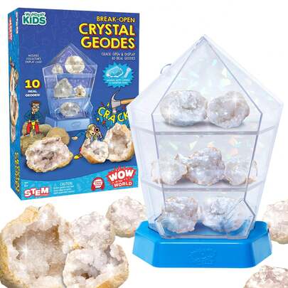 STEM Crystal Geode Discovery Kit With 10 Break-Open Geodes, Display Case, And Exploration Tools
