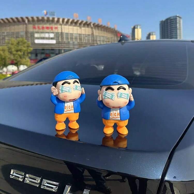 CRAYON SHINCHAN 创意大亨致富蜡笔小新汽车摆件娃娃车尾及车顶装饰桌面摆件 - 彩色 - 查看 3