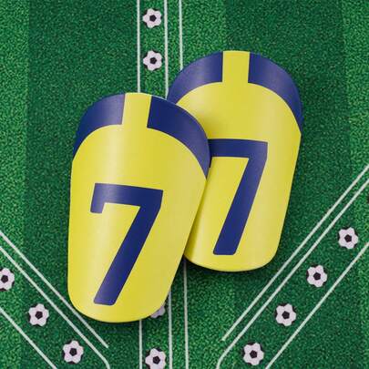 1 Pair Mini #7 Football Training Shin Guards, Comfortable, Durable, Reusable For Practice And Match