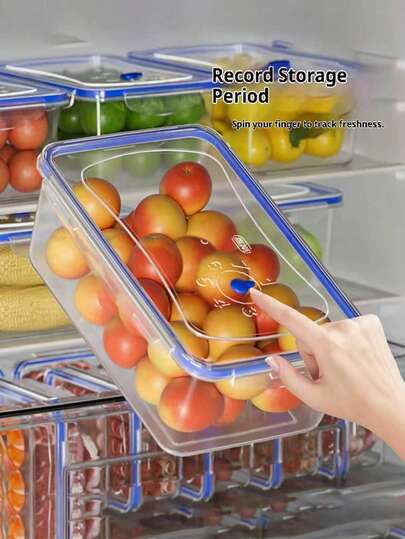 1pc New Airtight Refrigerator Storage Box, Transparent Seal Freezer Box For Fruits, Vegetables, Portable For Outdoor Use