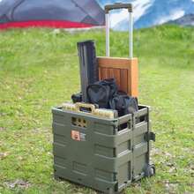 日式戶外便攜式可折疊家用大容量手式拉車，便攜防塵置物車，快遞輕便小推車，伸縮折疊買菜購車。小拉車折疊小推車，露營野餐拉桿車，營地車露營手推車 - 黑色 - 查看 9