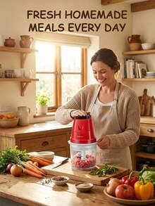 Máy xay thực phẩm mini SOKANY06009 0.7L - Máy xay thịt điện, lưỡi dao bằng thép không gỉ, hai tốc độ, thích hợp để xay thịt/rau củ/thức ăn cho trẻ em, trộn nước sốt, thiết bị nhà bếp nhỏ gọn dùng trong gia đình và ký túc xá. - Đỏ - Xem 3