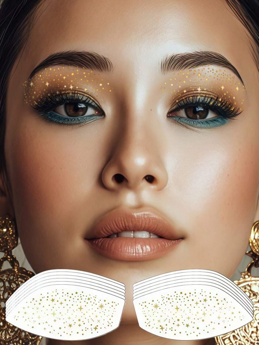 6 Tờ Hình Xăm Mắt Lấp Lánh Vàng Chống Thấm Nước, Hình Xăm Phấn Mắt Lấp Lánh, Hình Dán Kẻ Mắt Vàng Cho Phụ Nữ, Hình Dán Trang Điểm Mắt, Phụ Kiện Lễ Hội, Lễ Phục Sinh, Tiệc Tịnh Hãn, Dạ Hội, Ngày Valentine, Lễ Hội Carnival - Vàng - Xem 1