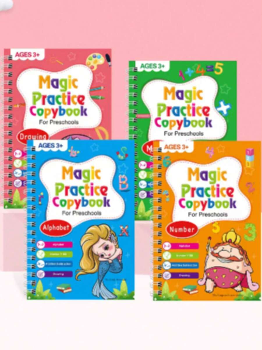 1pc Groove English Calligraphy Practice Book, Handwriting Tracing Workbook For Pen Control And Drawing Practice - Blue - View 1